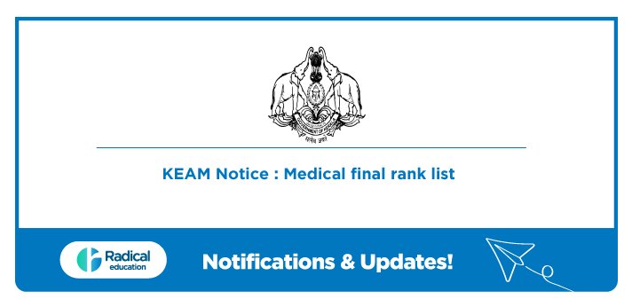 KEAM notice: Medical final rank list