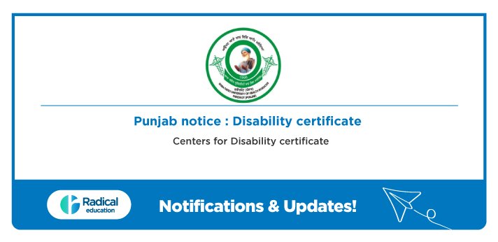 Punjab notice: centers for Disability certificate